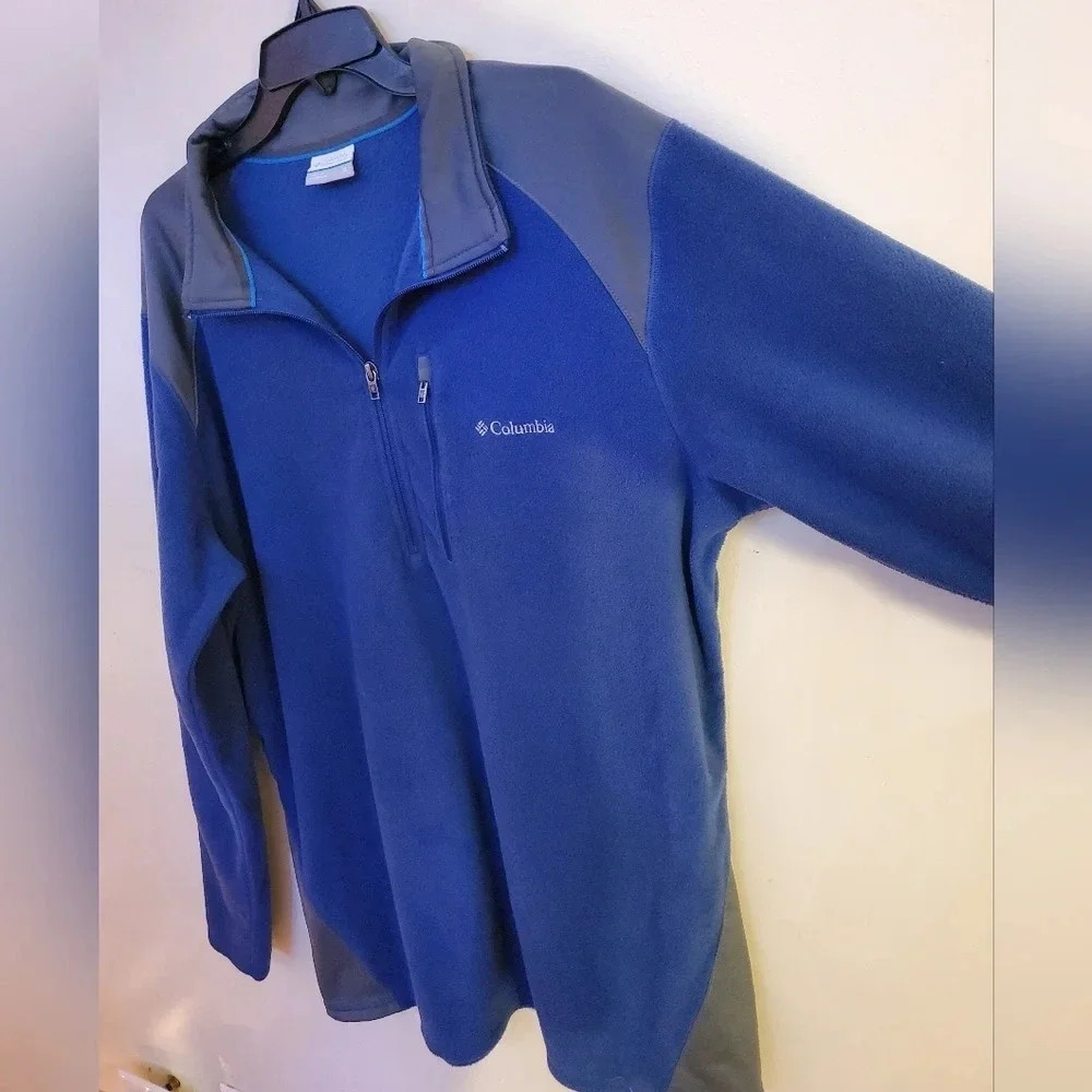 Columbia men's pullover 1/4 zip performance fleece blue/grey size XL - Picture 4 of 7